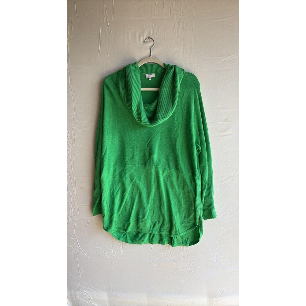 Crown & Ivy Kelly Green Cowl Neck Knit Sweater Large
